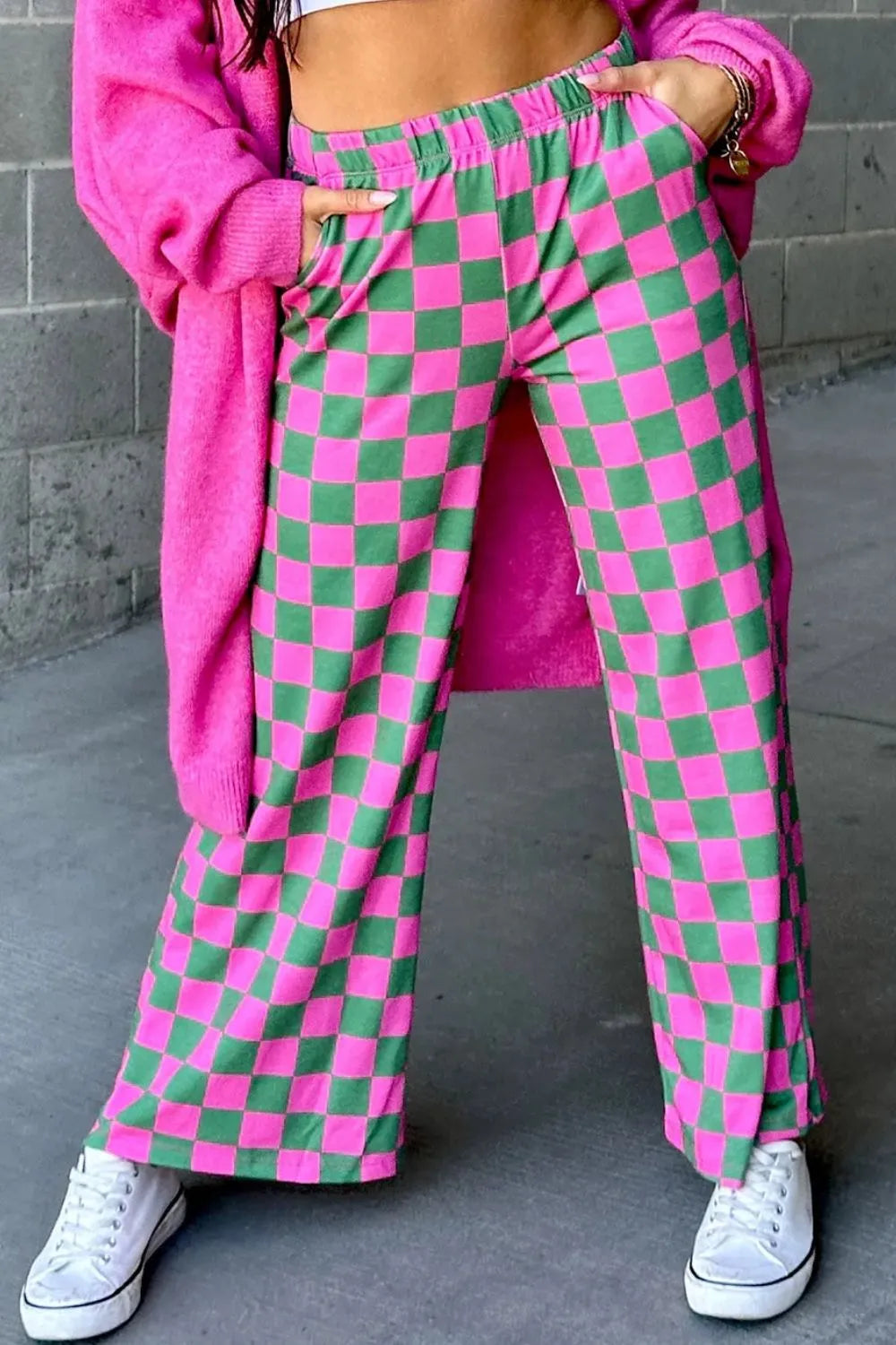 Checkered Wide Leg Pants - Modanista Fashion