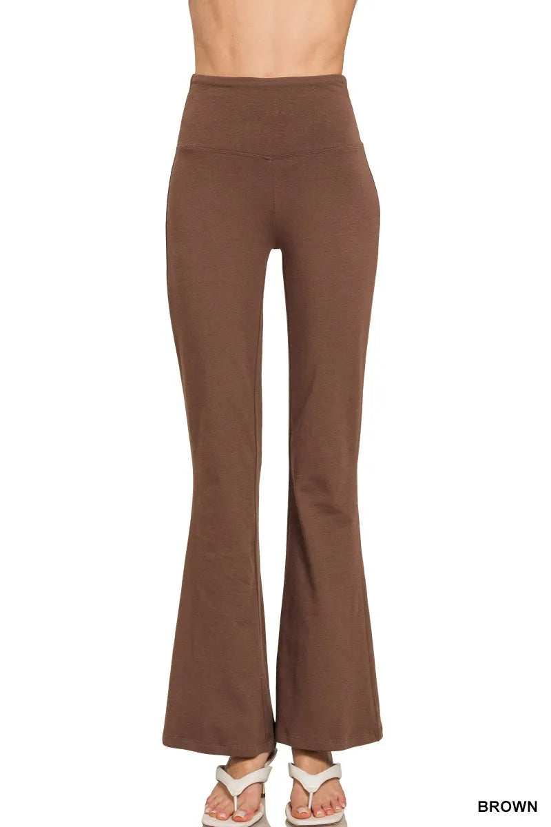 Zenana Wide Waistband Yoga Flare Pants - Modanista Fashion