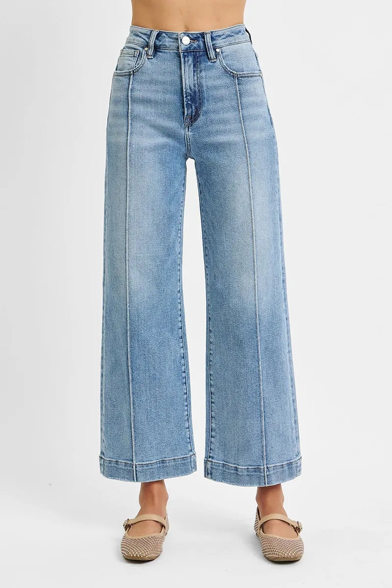 RISEN Full Size High Rise Crop Wide Leg Jeans Plus Size - Modanista Fashion