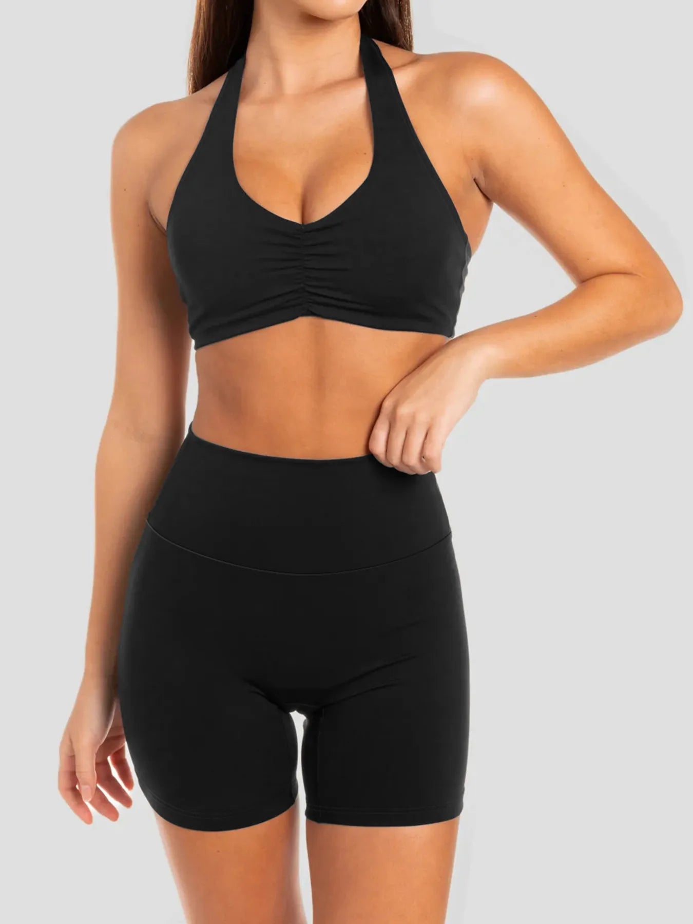 Halter Neck Cami and Shorts Active Set - Modanista Fashion