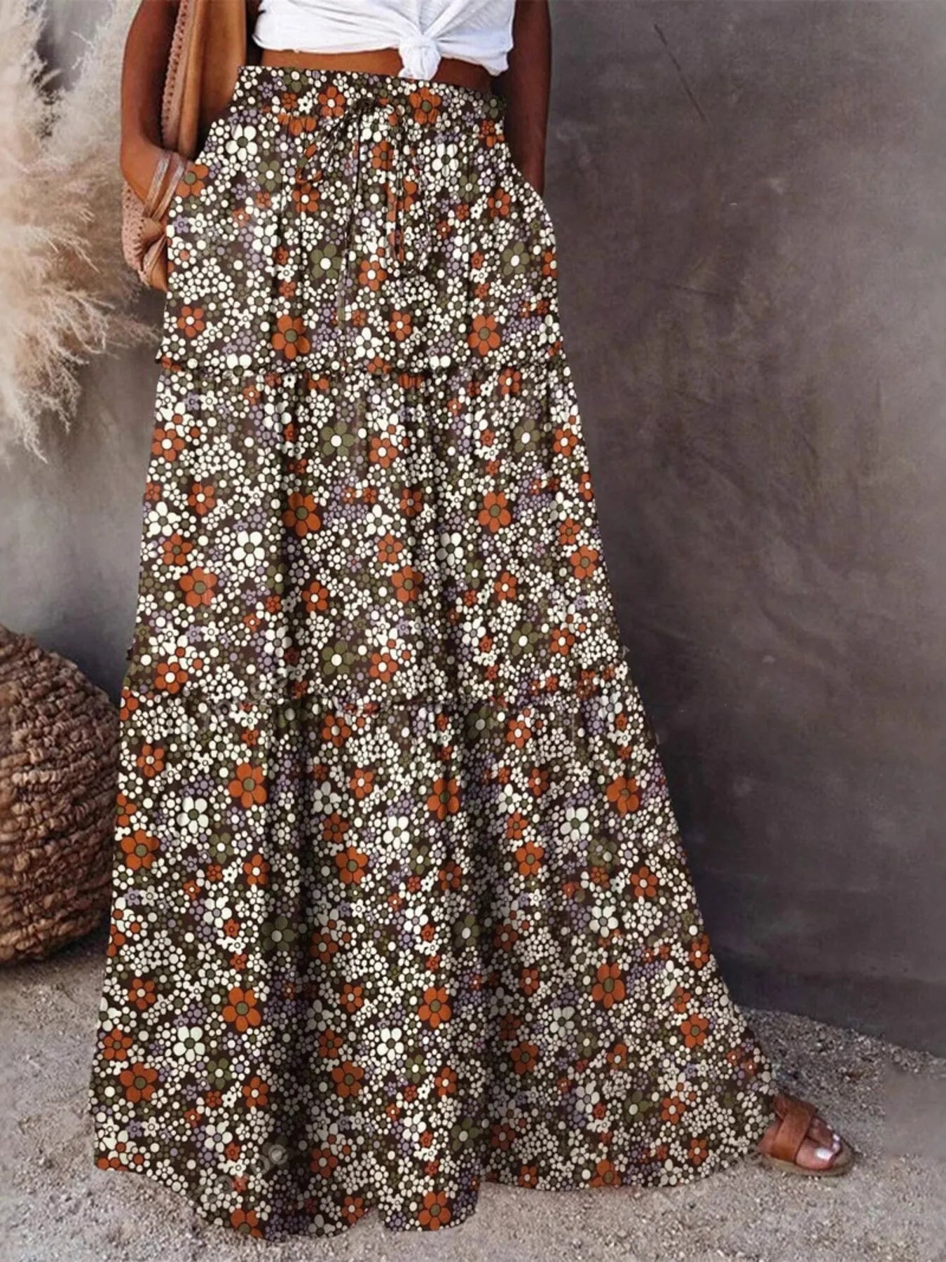 Floral Print Maxi Skirt - Modanista Fashion