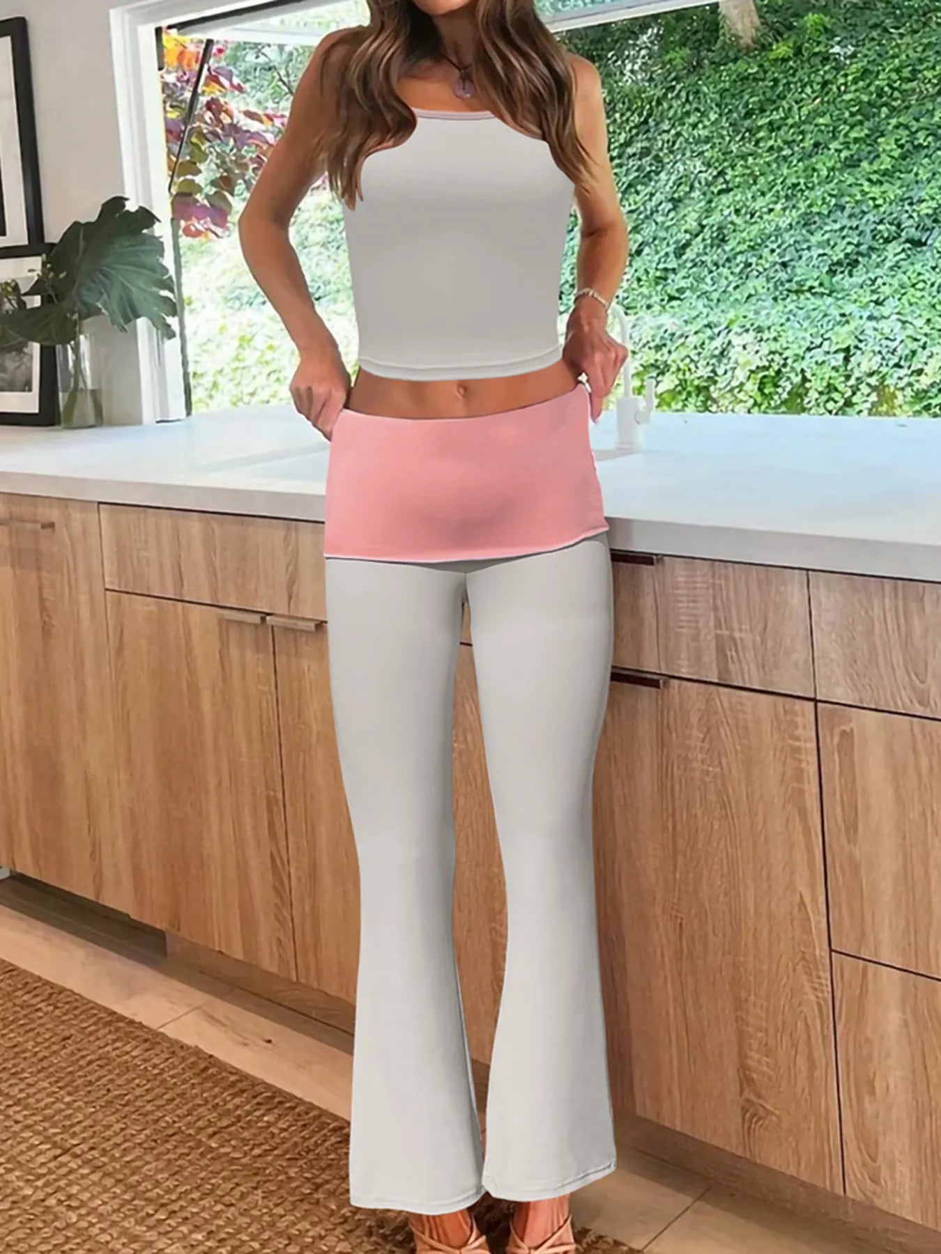 Contrast Trim Tank and Pants Active Set - Modanista Fashion