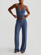 Ribbed Tank and High-Waisted Pants Active Set - Modanista Fashion