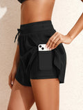 High Waisted Drawstring Swim Shorts - Modanista Fashion