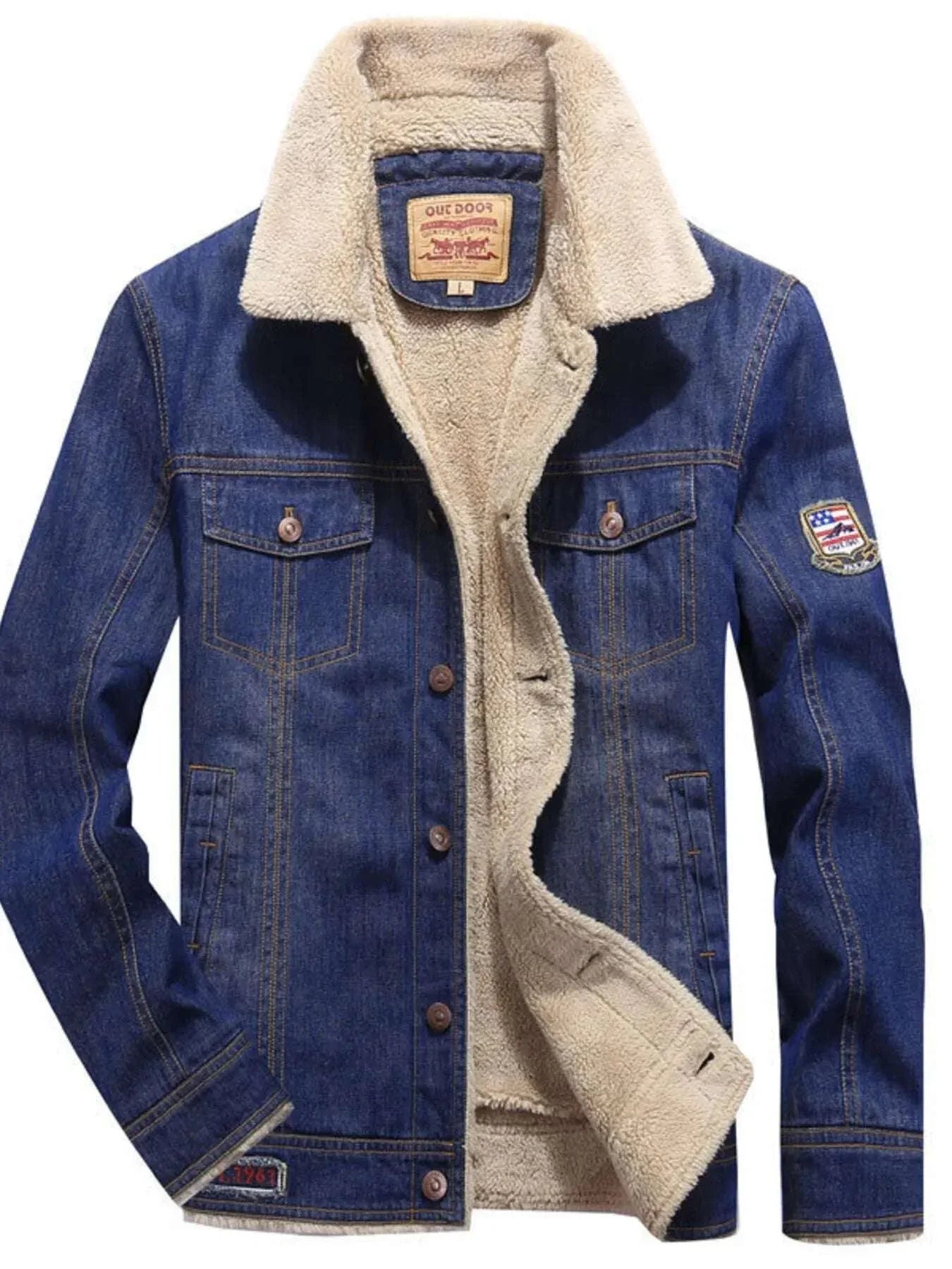 Men's Plus Size Sherpa-Lined Denim Jacket – Warm & Stylish - Modanista Fashion