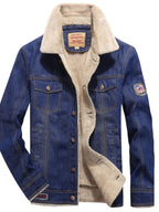 メンズ プラスサイズ シェルパ裏地付きデニムジャケット – 暖かくおしゃれ