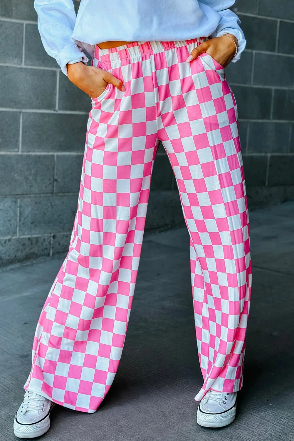 Checkered Wide Leg Pants - Modanista Fashion