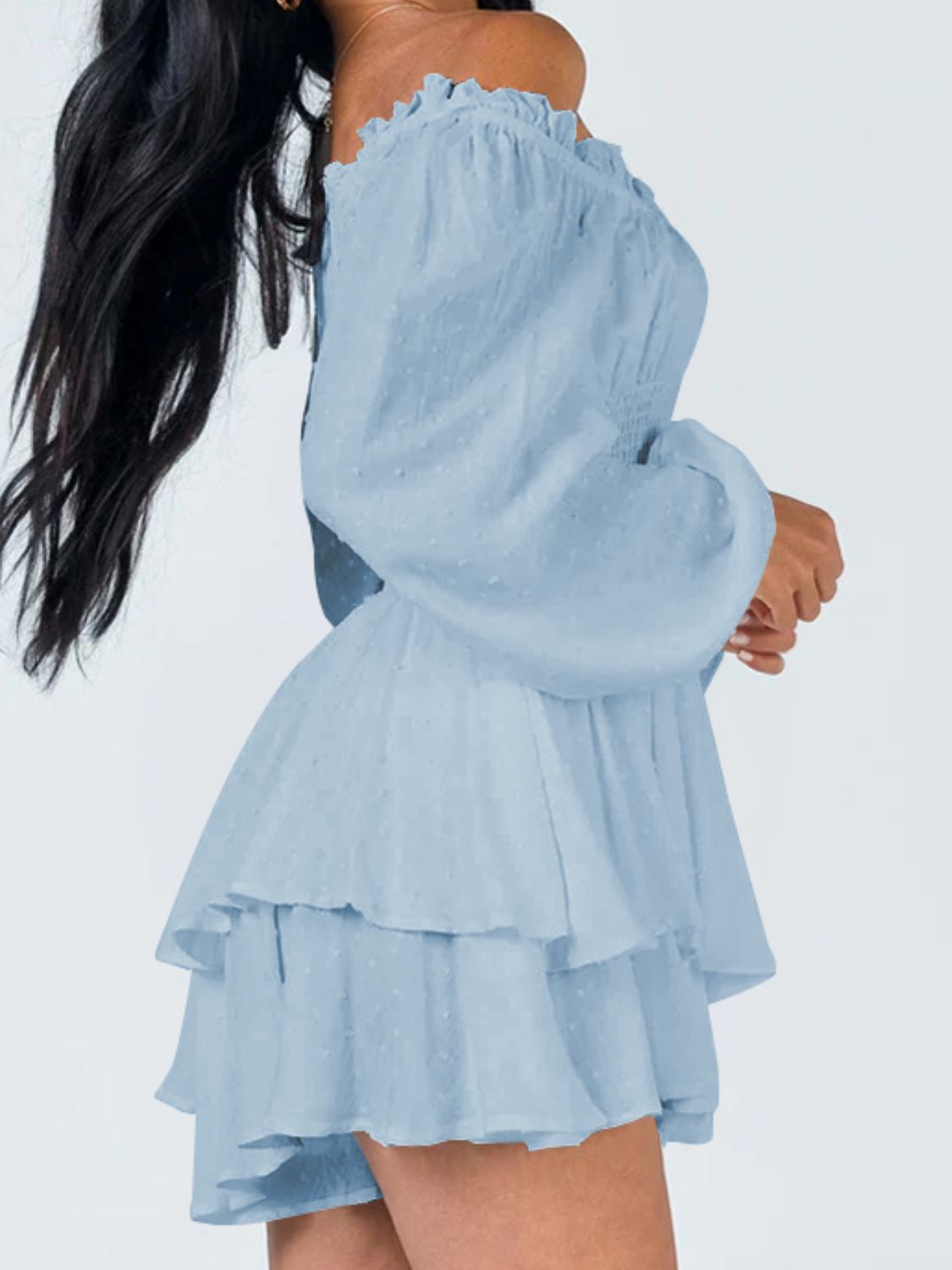 Off Shoulder Smocked Waist Romper - Modanista Fashion