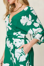 Dobbelt ta full størrelse trykt slips tilbake bredde jumpsuit