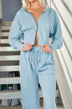 Zip-Up Hoodie and Pants Active Set - Modanista Fashion