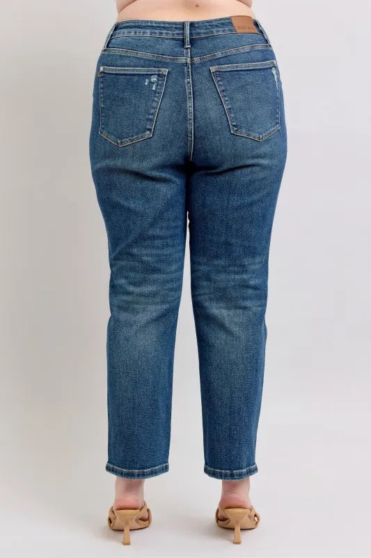 Judy Blue Full Size High Waisted Rigid Magic Non-destroy Straight Leg Jeans Plus Size - Modanista Fashion
