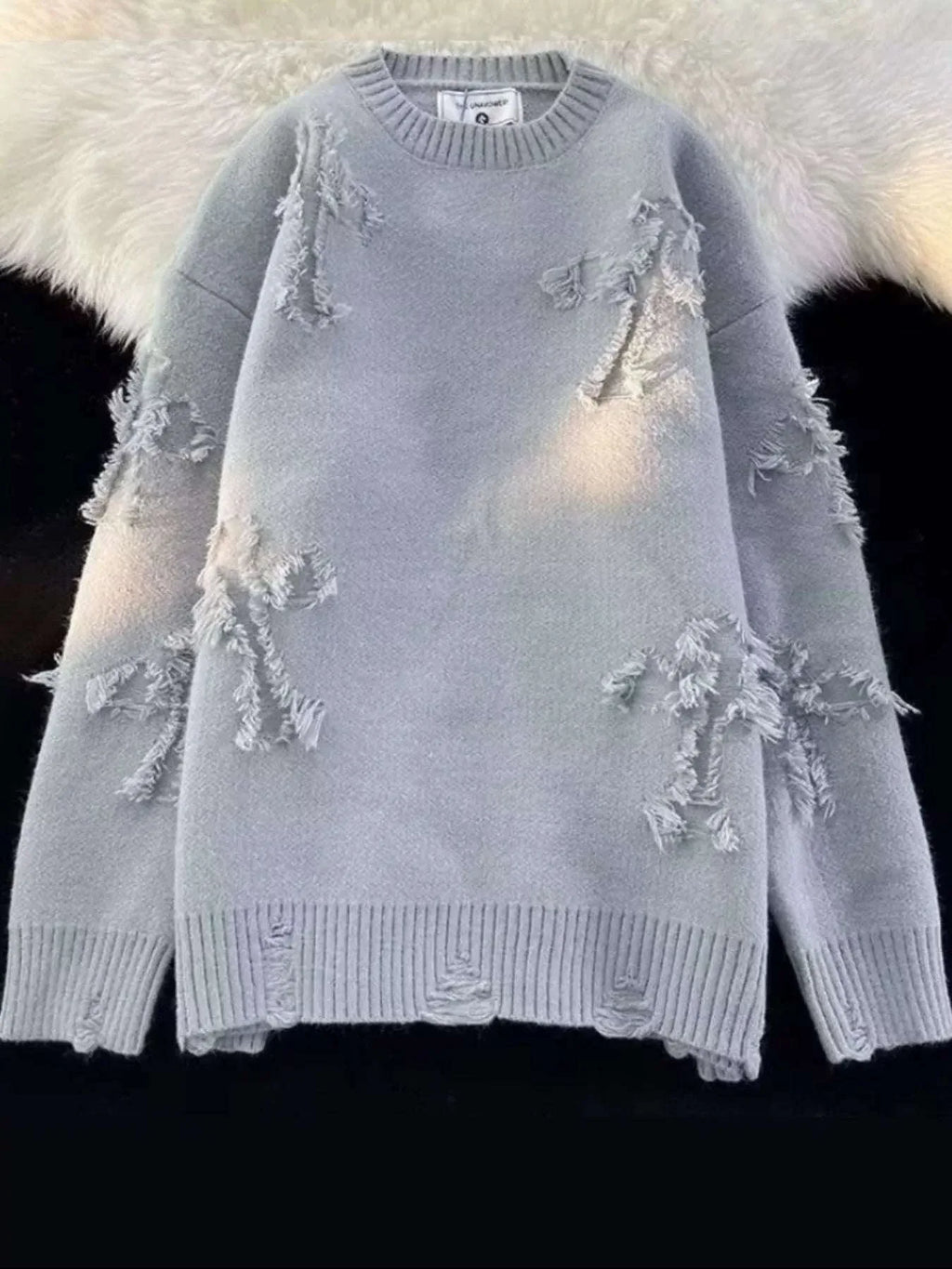 Men's Plus Size Distressed Knit Pullover Sweater – Stylish & Cozy - Modanista Fashion