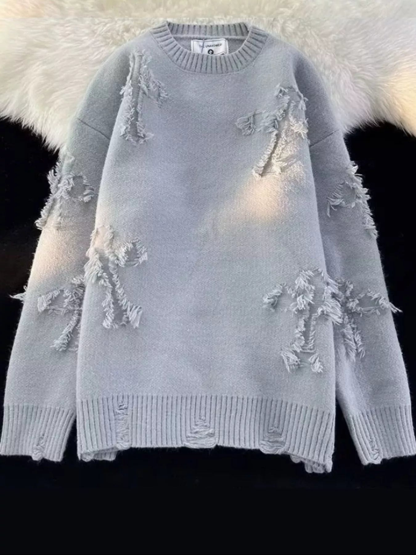 Herr plus size stickad pullover med sliten look – stilren och bekväm