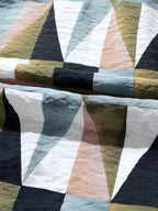 Cămașă cu mânecă cu balon cu buton cu imprimare geometrică