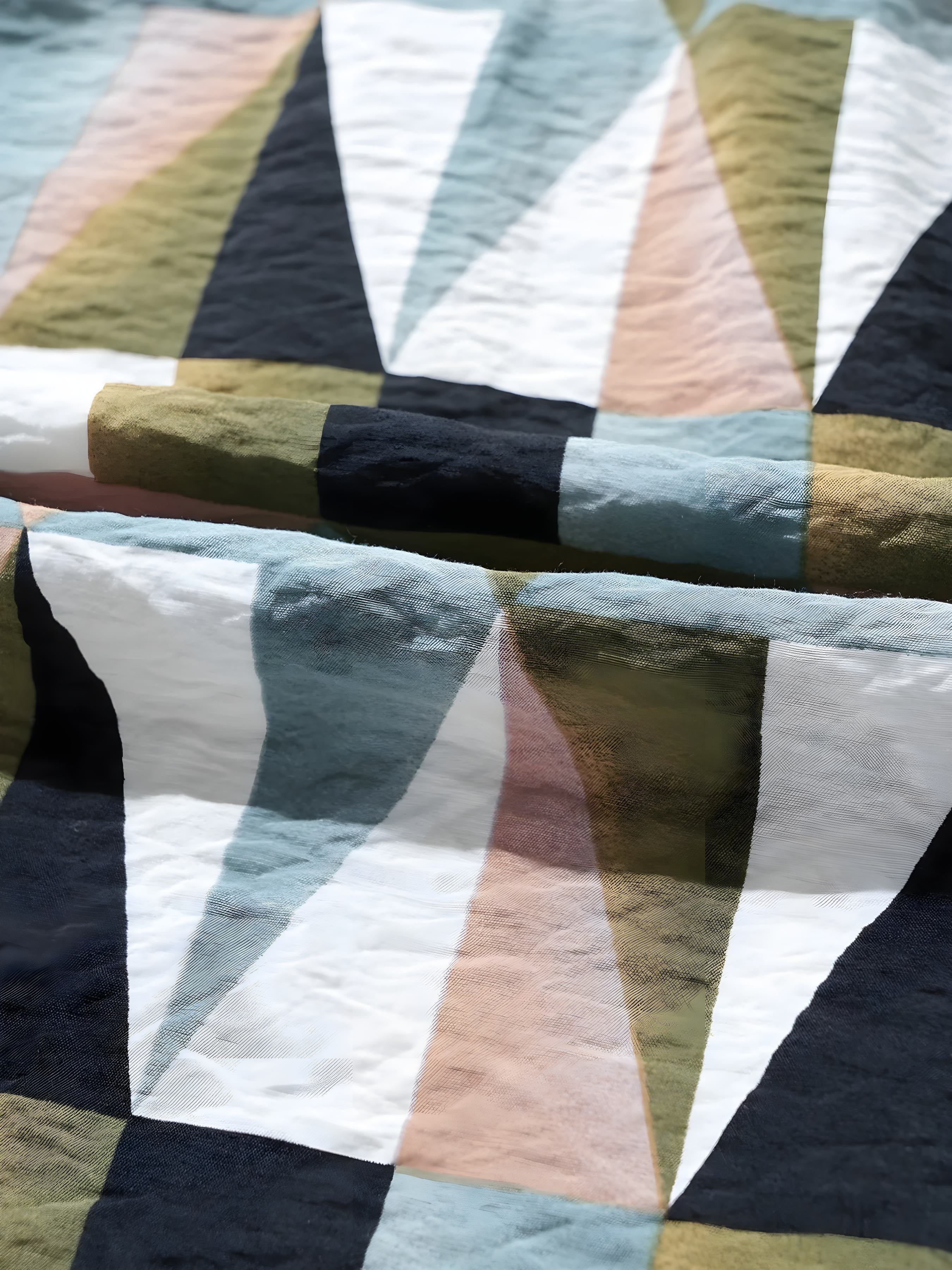 Geometric Print Buttoned Balloon Sleeve Loose Fit Shirt