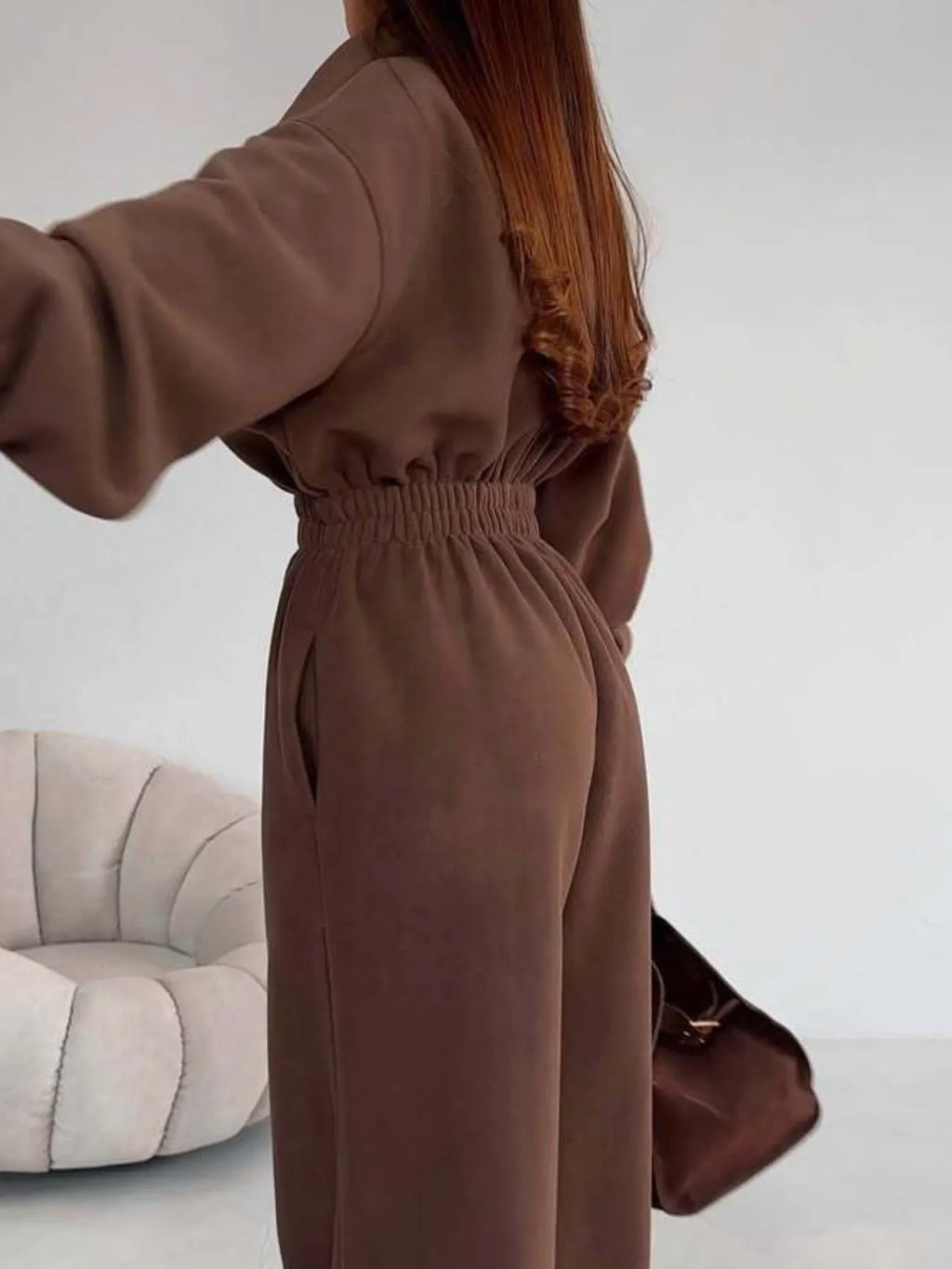 Zip Front Long Sleeve Jumpsuit - Modanista Fashion