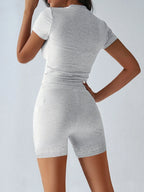 Round Neck Short Sleeve Top and Shorts Set - Modanista Fashion