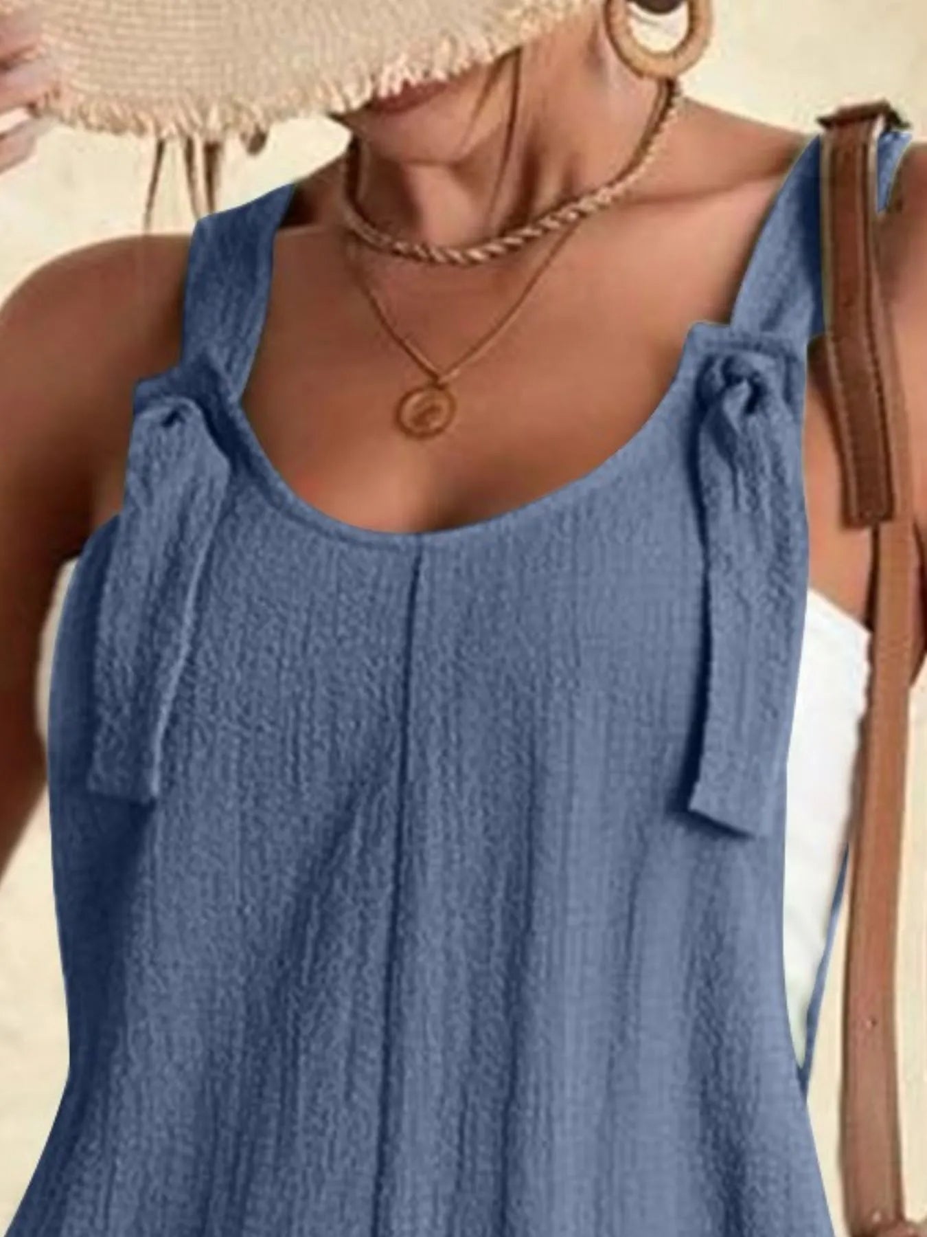 Full Size Knot Strap Romper with Pockets Plus Size - Modanista Fashion