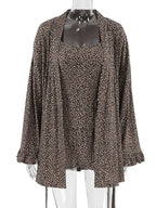 Leopard Cami Cardigan and Shorts 3-Piece Set - Modanista Fashion