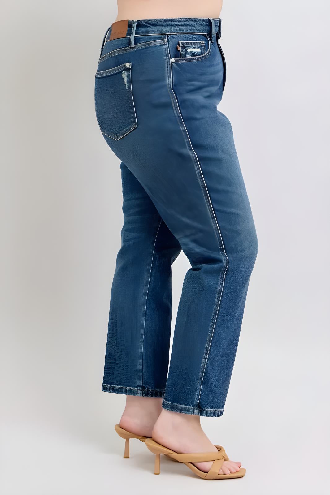 Judy Blue Jeans rectos rígidos de talle alto y tamaño completo Magic Non-destroy para tallas grandes