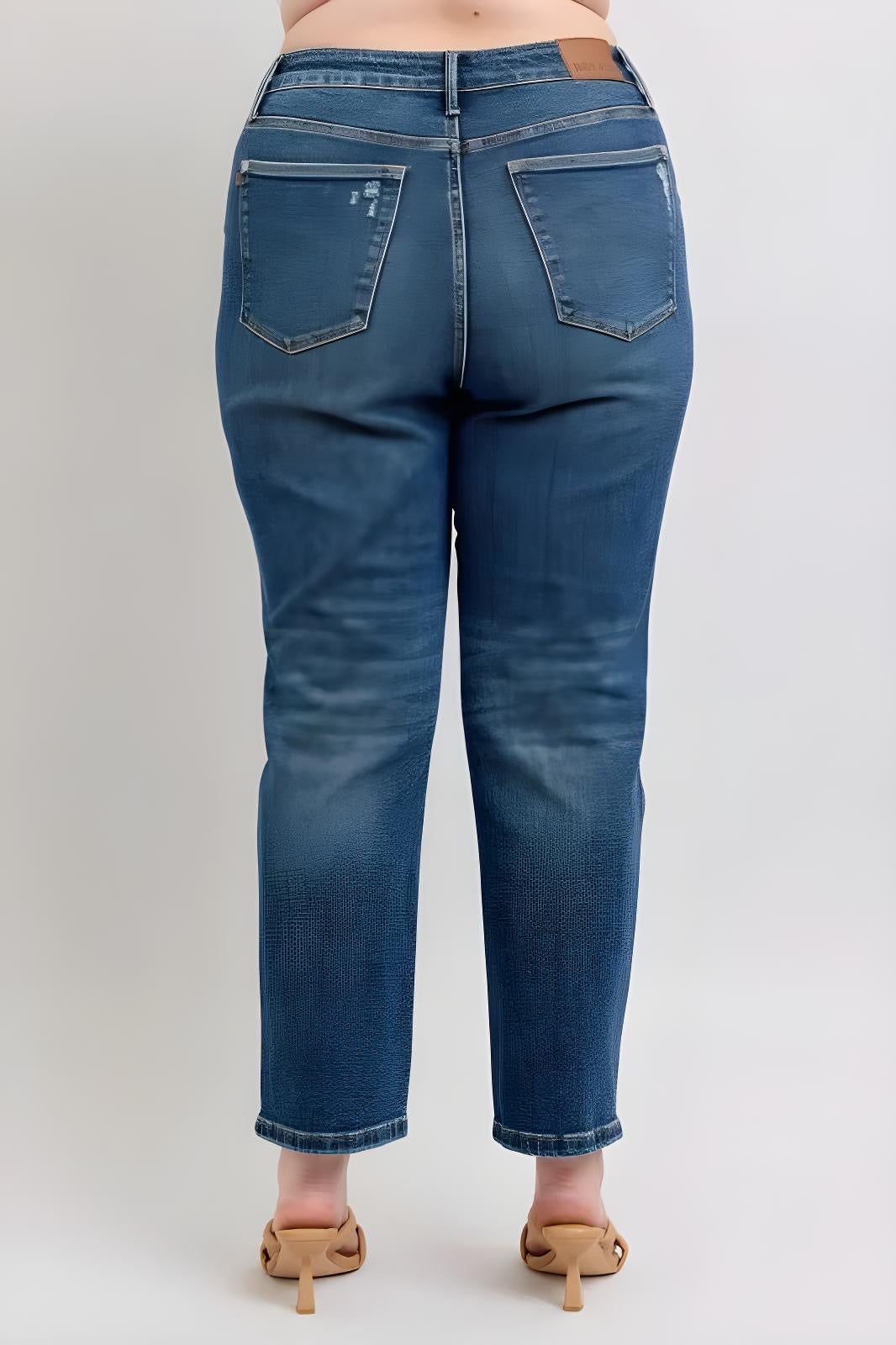 Judy Blue Jeans rectos rígidos de talle alto y tamaño completo Magic Non-destroy para tallas grandes