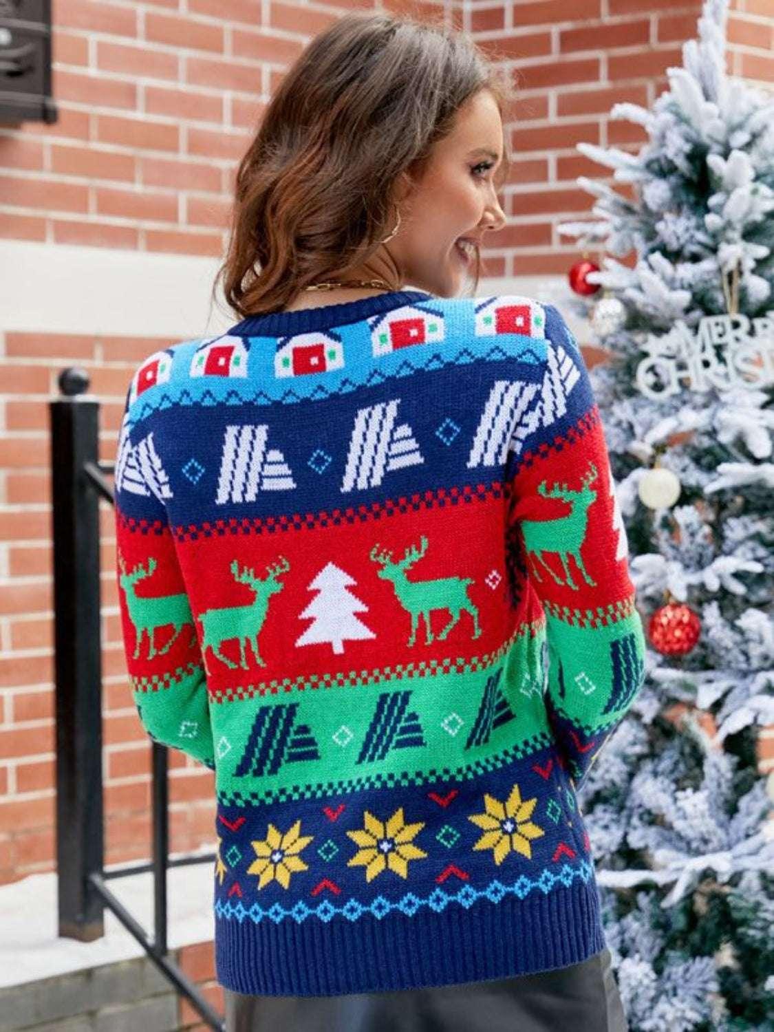 Christmas Round-Neck Sweater – Festive Holiday Knit - Modanista Fashion