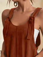 Full størrelse knute stropp romper med lommer pluss størrelse