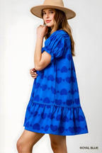 Umgee srdeční vzor krátkého rukávu límce babydoll šaty