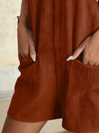 Full størrelse knute stropp romper med lommer pluss størrelse