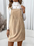 Corduroy Overall Dress with Pocket for Women - Modanista Fashion