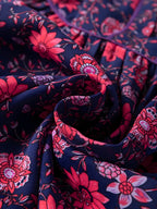 Bluză florală cu jumătate de mânecă despicată