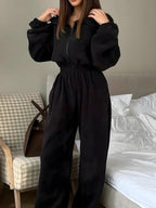 Zip front långärmad jumpsuit