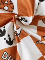 Children's Dinosaur Checkered Sleeveless Hooded Top and Shorts Set - Modanista Fashion