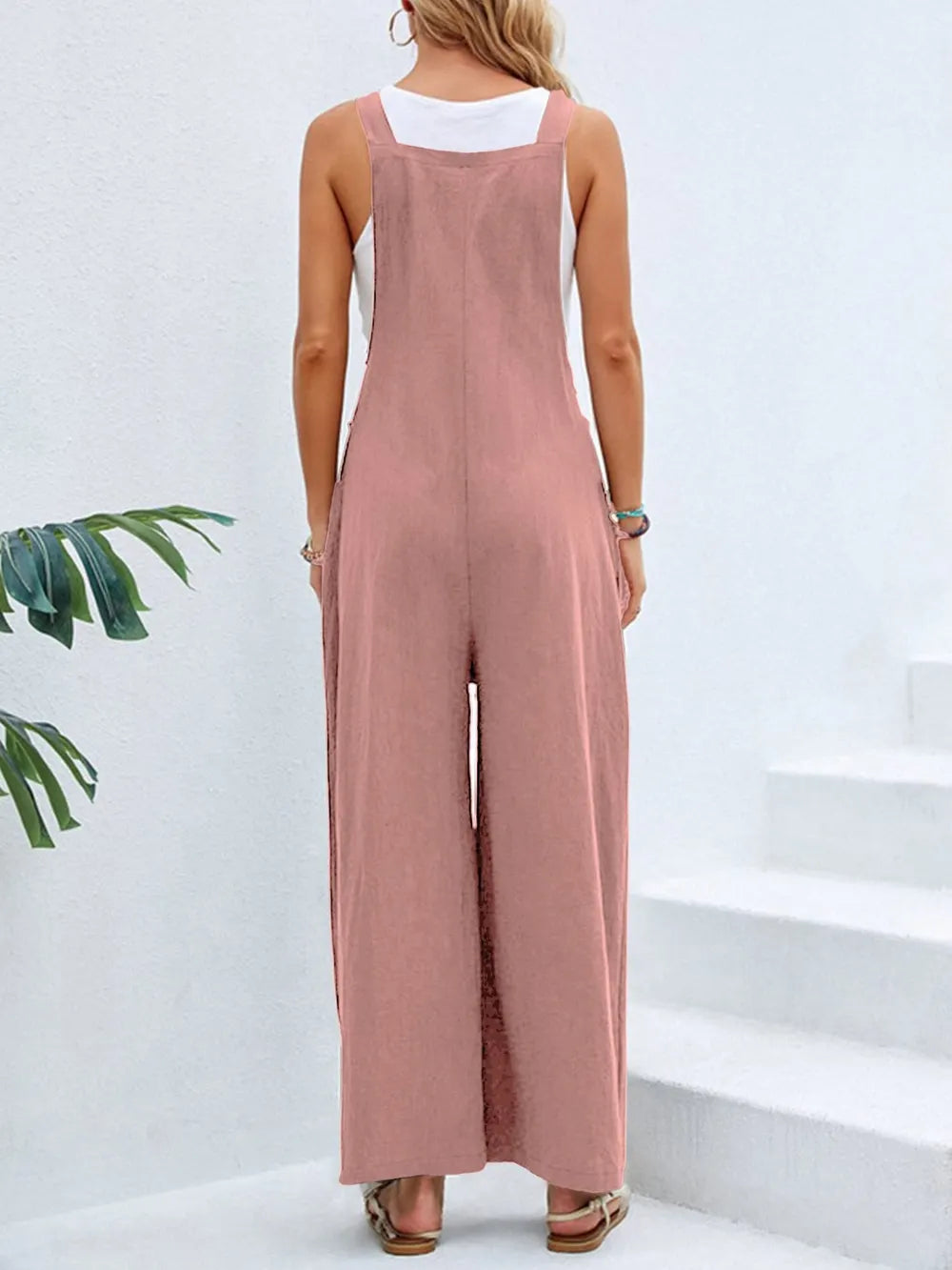 Full Size Square Neck Wide Strap Overalls - Modanista Fashion