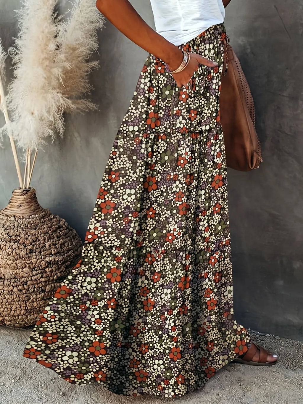 Floral Print Maxi Skirt - Modanista Fashion