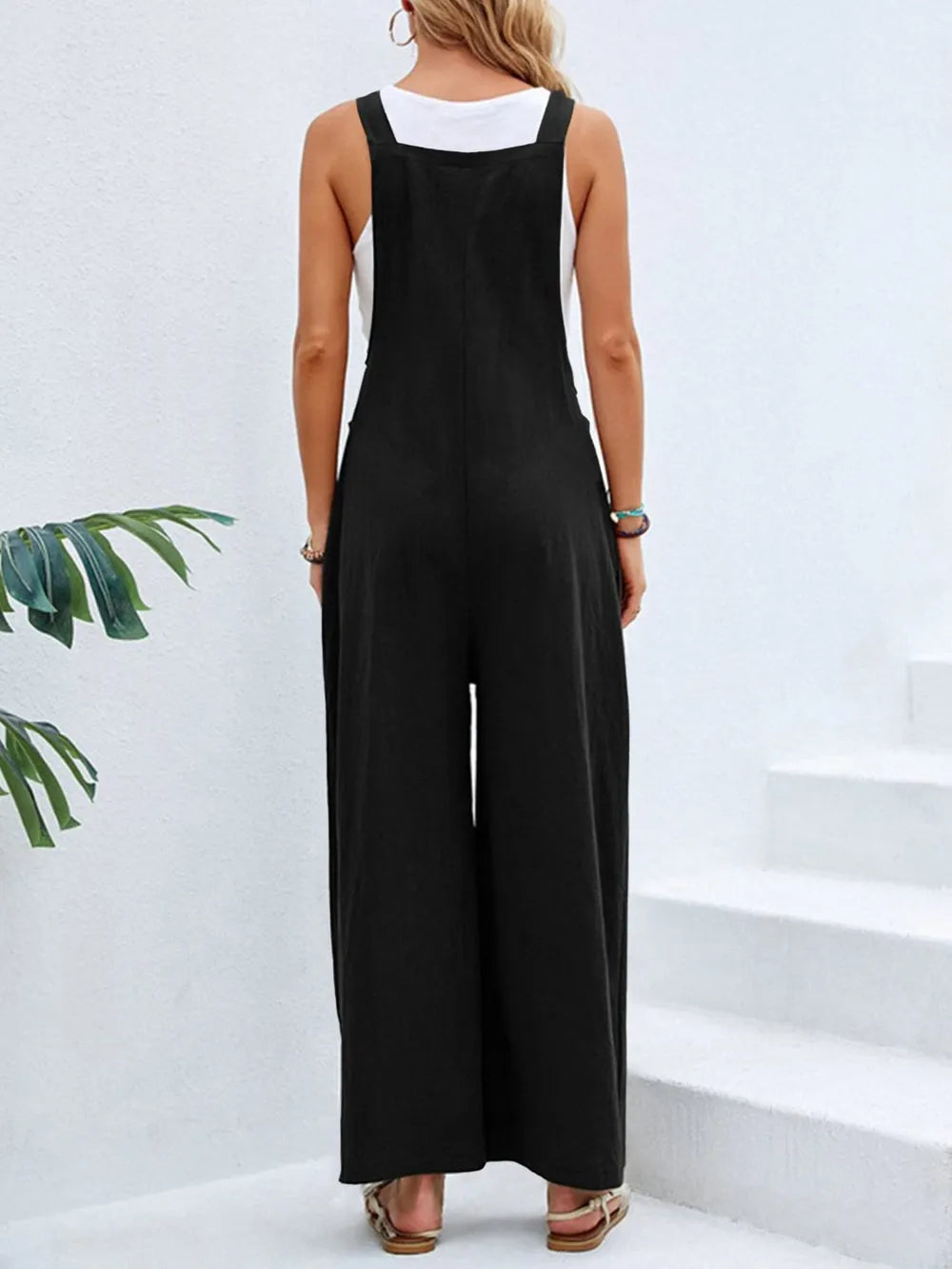 Full Size Square Neck Wide Strap Overalls - Modanista Fashion
