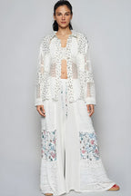 Cămașă cu mânecă lungă Pol Floral Crochet Patchwork