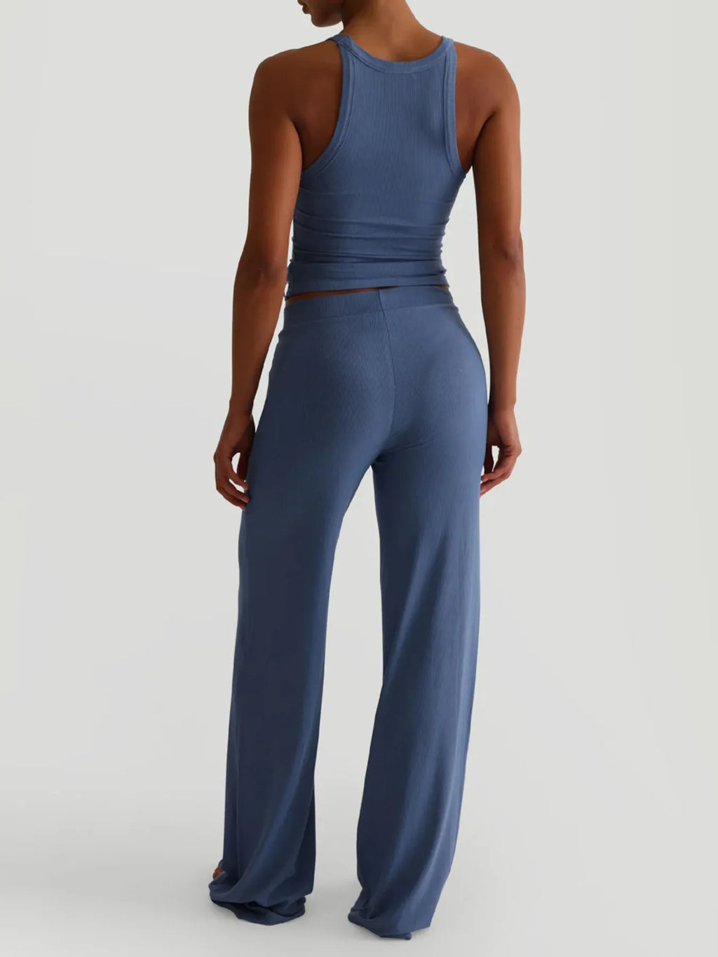 Ribbed Tank and High-Waisted Pants Active Set - Modanista Fashion