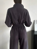 Zip front långärmad jumpsuit