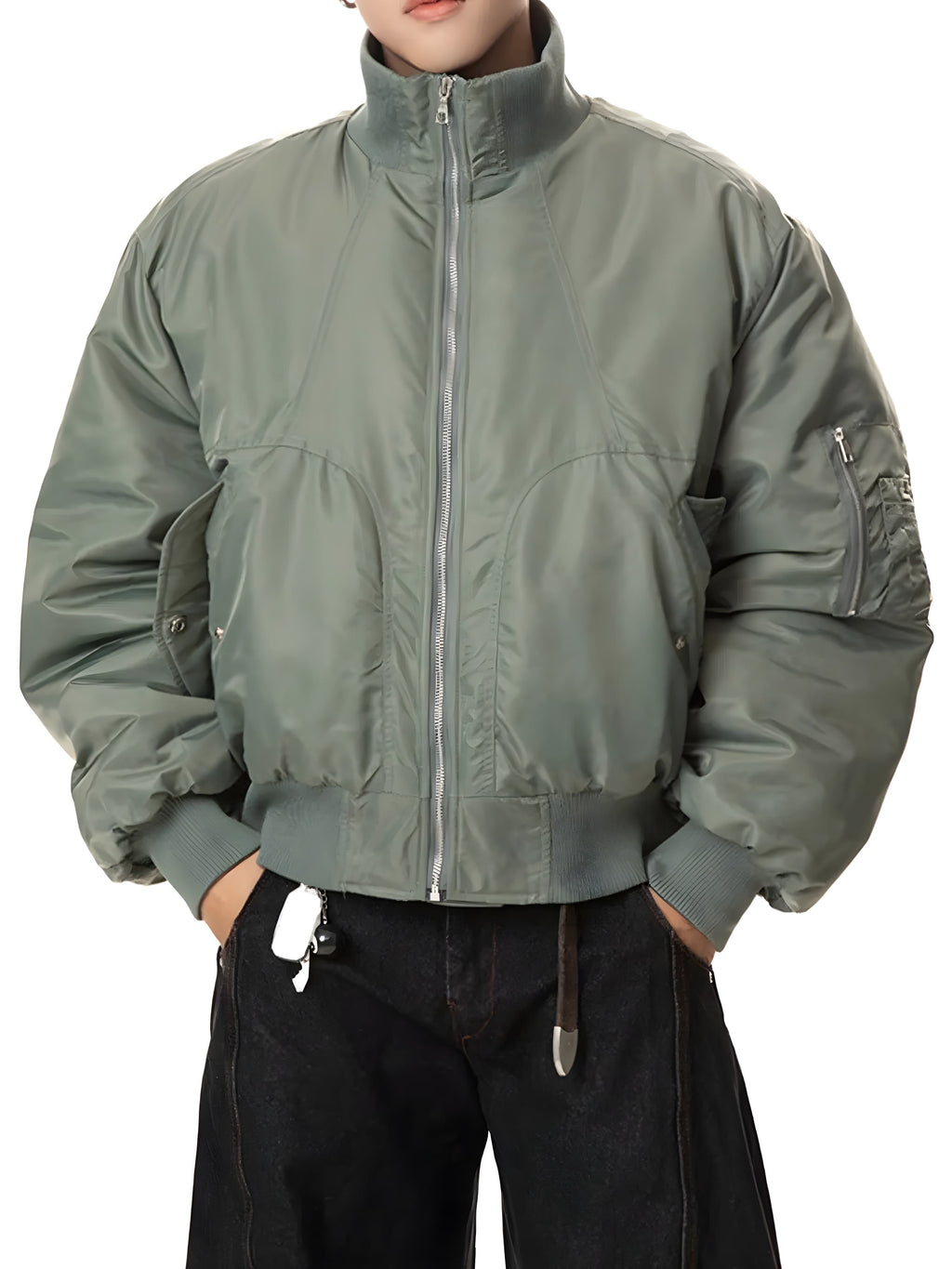 Herr Zip-Up Bomberjacka med Långa Ärmar – Stilren & Casual