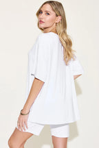Basic Bae Full Size V-Neck Drop Shoulder T-Shirt and Shorts Set - Modanista Fashion