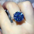 10 Ct Sapphire Blue Moissanite 925 Sterling Silver Ring & Necklace Set - Modanista Fashion