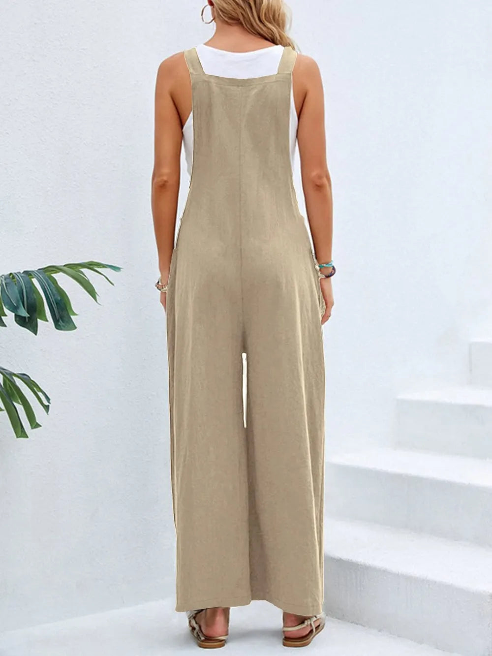 Full Size Square Neck Wide Strap Overalls - Modanista Fashion