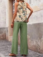 Printed Tank Top and Wide Leg Pants Set - Modanista Fashion