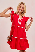 Bibi gameday temakontrast bindande ruffled klänning