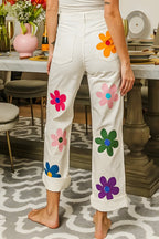 Bibi çiçek baskı düz bacak pantolon