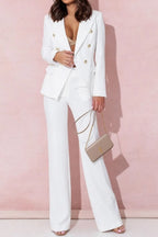 Full Size Lapel Collar Long Sleeve Blazer and Pants Set Plus Size - Modanista Fashion