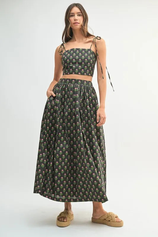 MABLE Floral Crop Top and Skirt Set - Modanista Fashion