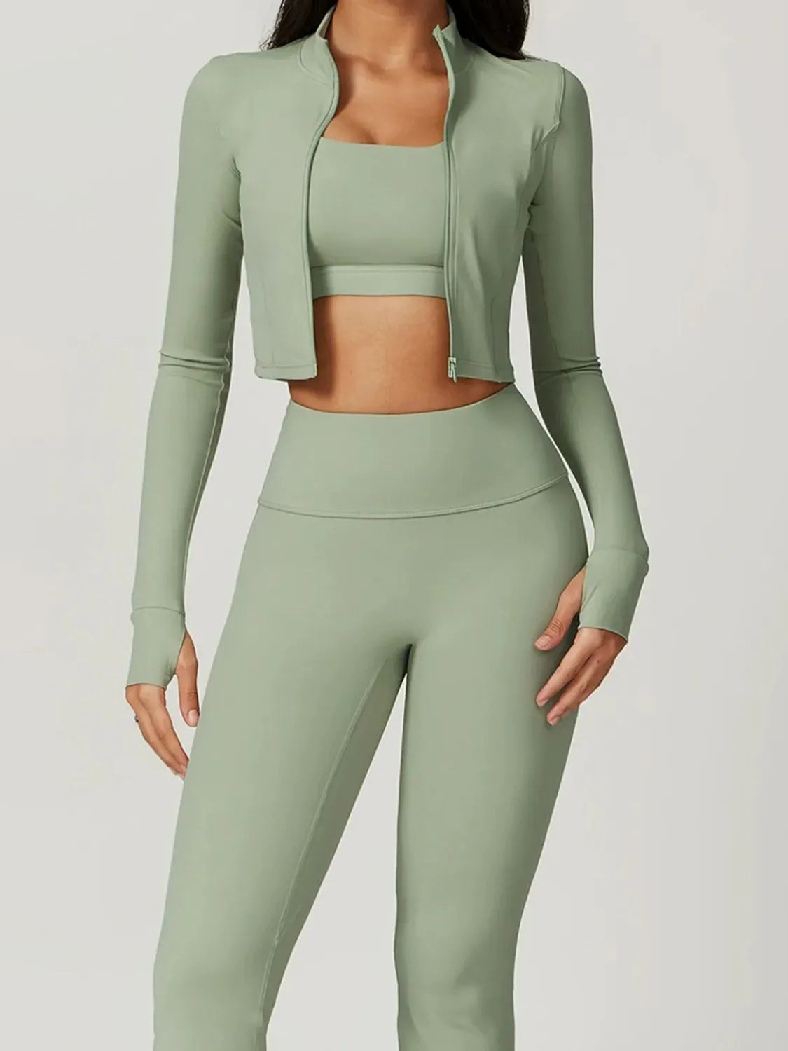 Bra Outerwear and Leggings 3-Piece Active Set - Modanista Fashion