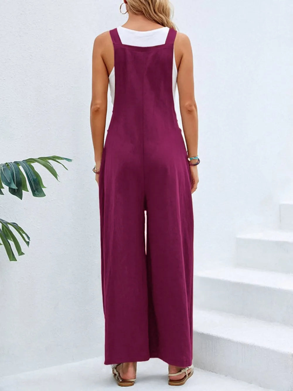 Full Size Square Neck Wide Strap Overalls - Modanista Fashion